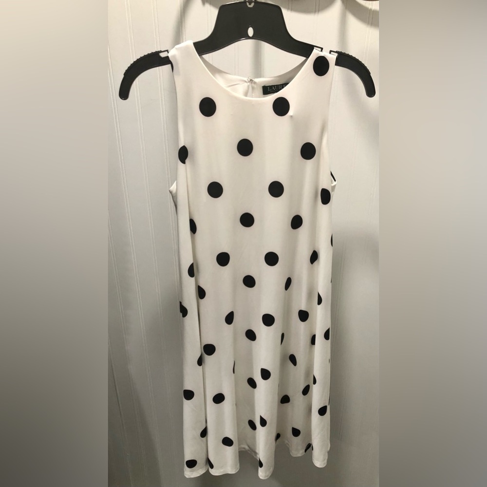 Ralph Lauren White with Black Polka Dot Tank Dress
